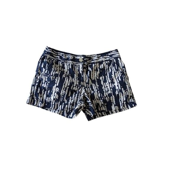 Ann Taylor Loft Linen/Cotton Blend Shorts Navy White Women's 4 - Picture 1 of 4